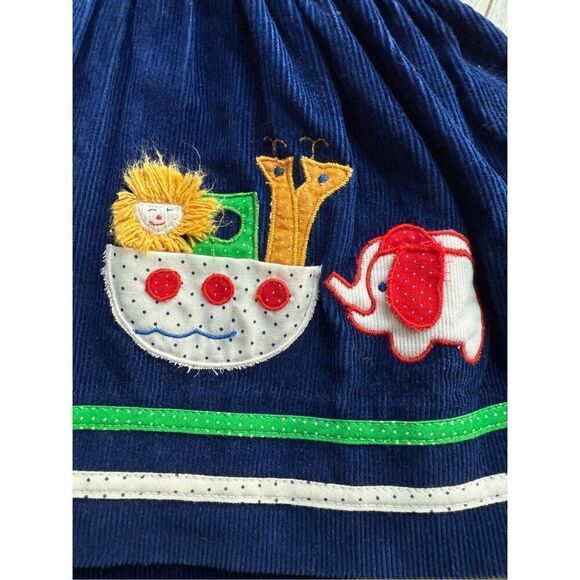 Vintage Baby Girl Navy Blue Corduroy Jumper/Dress & Polka Dot Collard Blouse - Picture 9 of 13